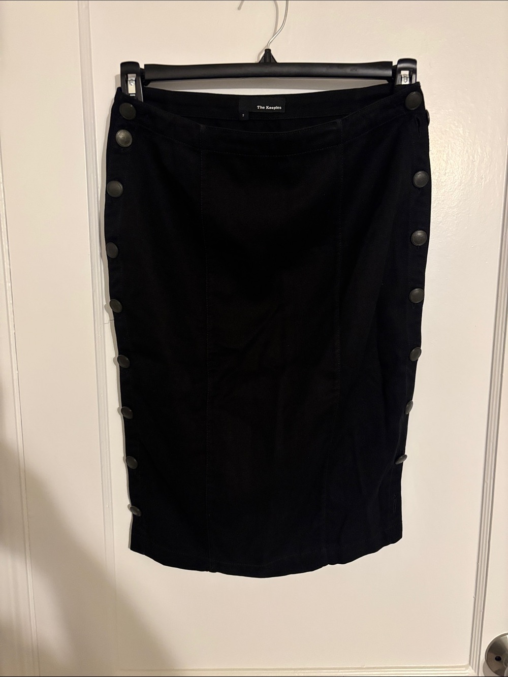 The Kooples Black Side-Button Pencil Skirt